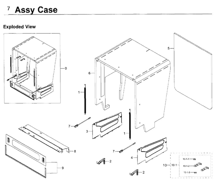 Case Diagram and Parts List for DW80K7050US AA-0000 Samsung Dishwasher