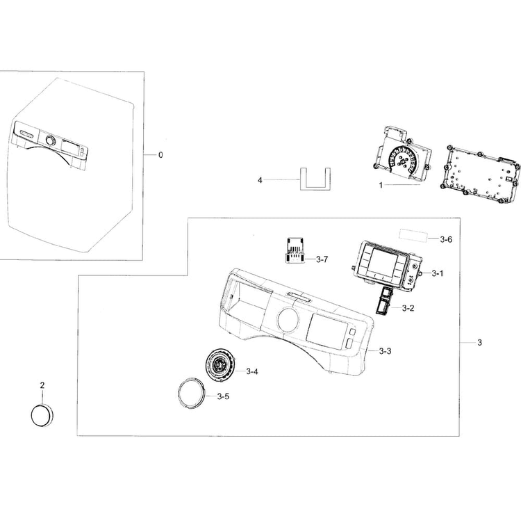 Control Panel Diagram and Parts List for WF45K6200AZ A2-0001 Samsung Washer