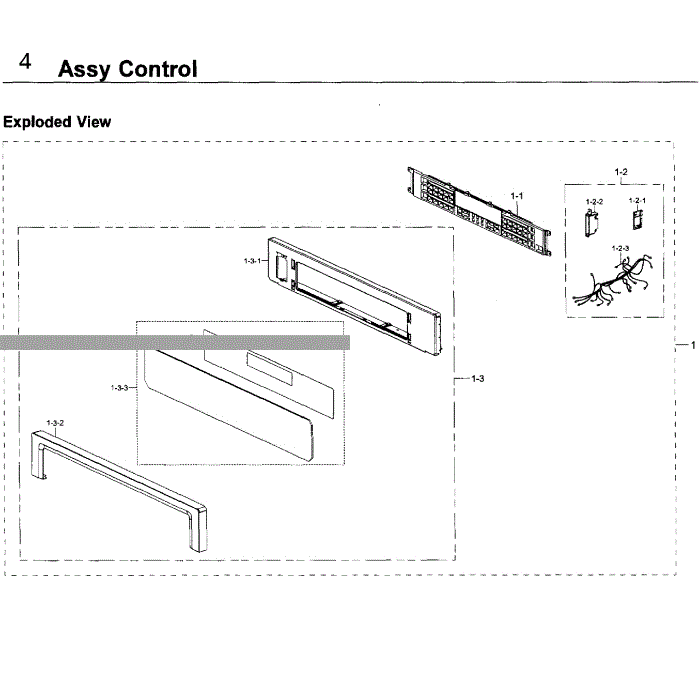 Control Assembly Diagram and Parts List for NV51K6650SG AA-00 Samsung Wall Oven