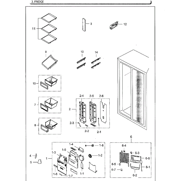 Fridge Diagram and Parts List for RS25H5111WW AA-02 Samsung Refrigerator