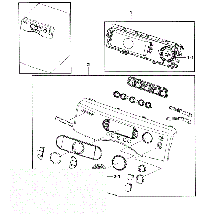 Control Panel Diagram and Parts List for DV328AGG XAA-00 Samsung Dryer