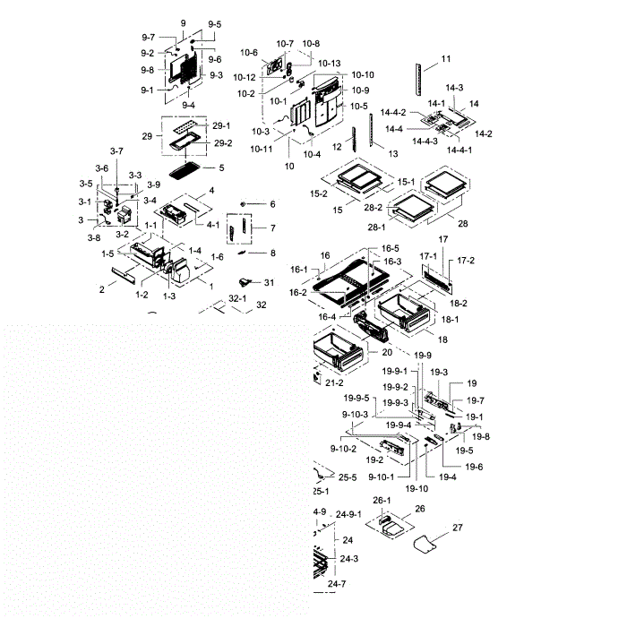 Refrigerator Diagram and Parts List for RF4287HABP XAA-00 Samsung Refrigerator
