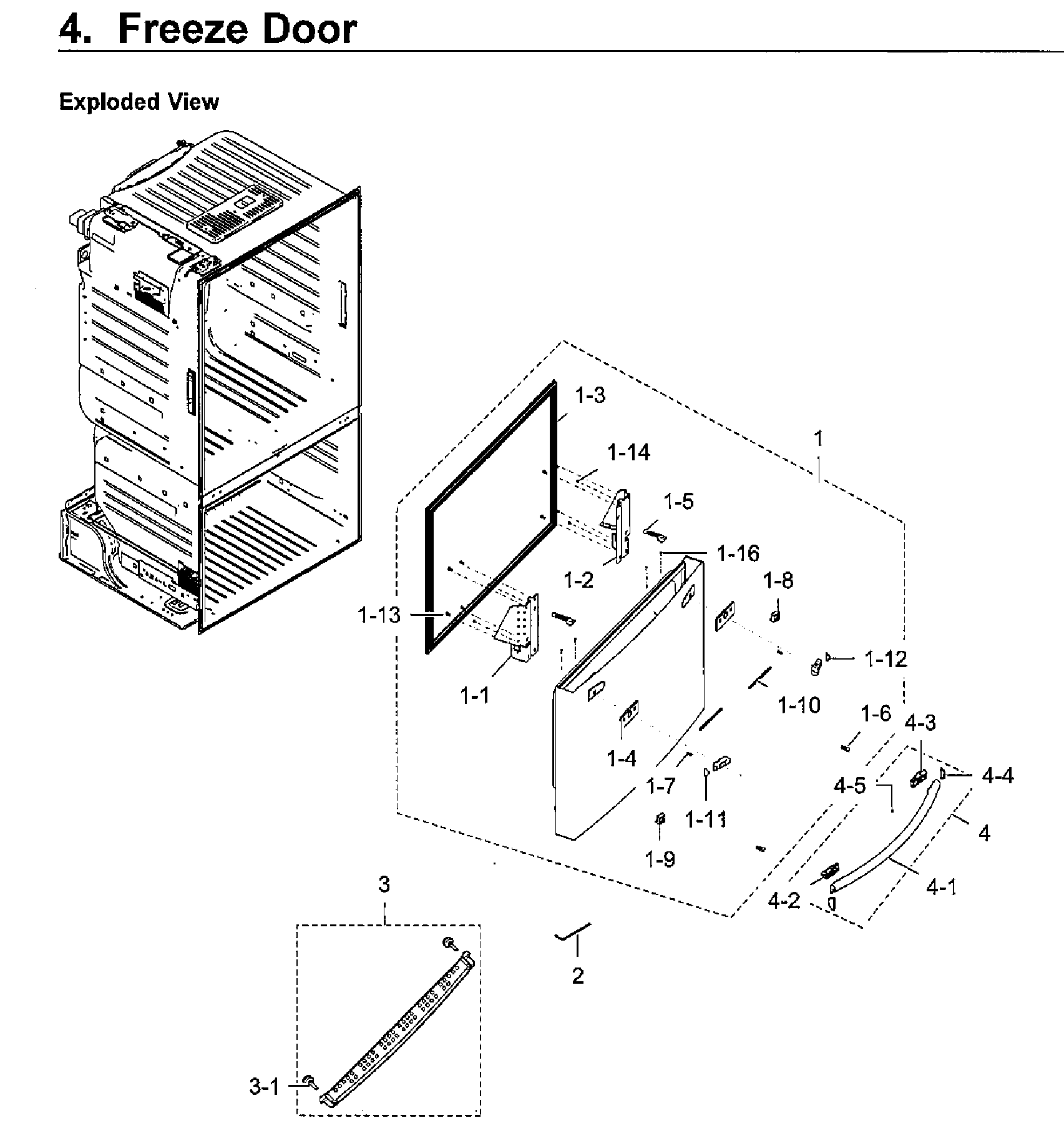 Freezer Door Diagram and Parts List for RF23HCEDBWW AA-0010 Samsung Refrigerator