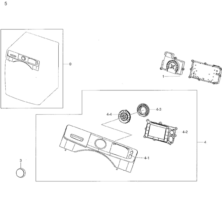 Control Panel Diagram and Parts List for WF42H5200AW A2-0001 Samsung Washer