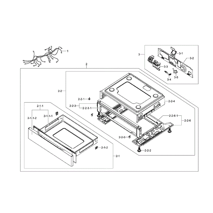 Drawer Diagram and Parts List for NX58F5500SB AA-00 Samsung Range