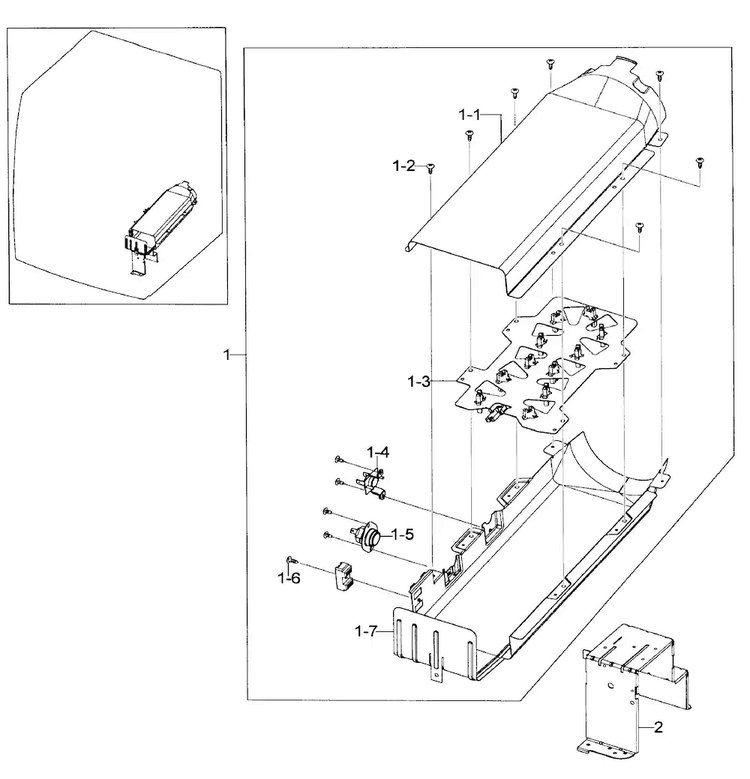 Heater Assy Diagram and Parts List for DV448AEW XAA-0002 Samsung Dryer