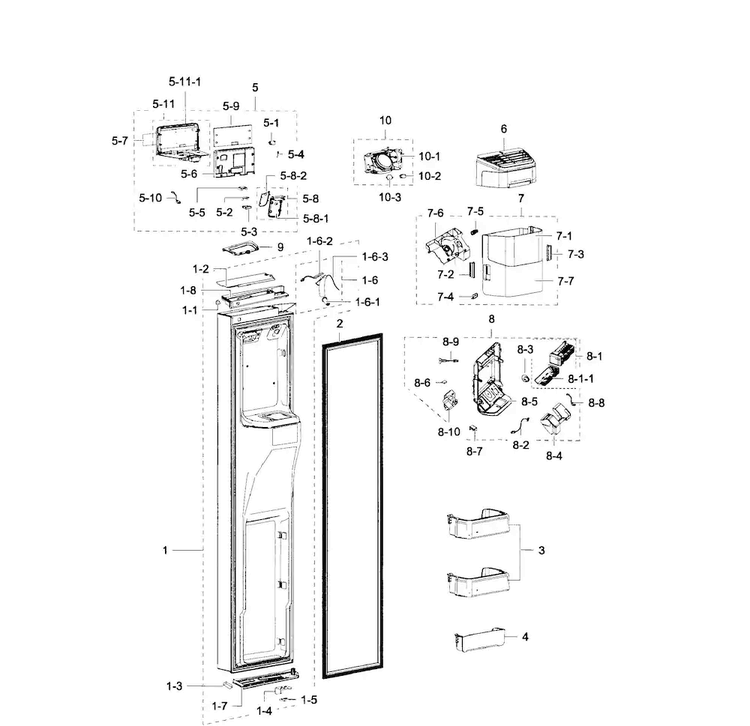 Left Door Diagram and Parts List for RSG307AARS XAA-0002 Samsung Refrigerator
