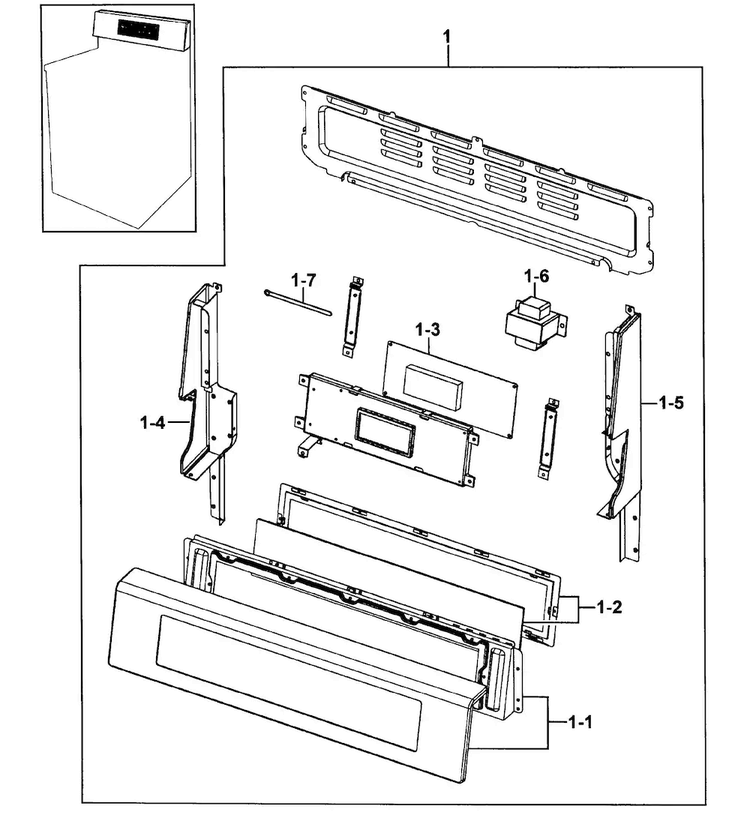 Control Assy Diagram and Parts List for FTQ307NWGX XAA-00 Samsung Range