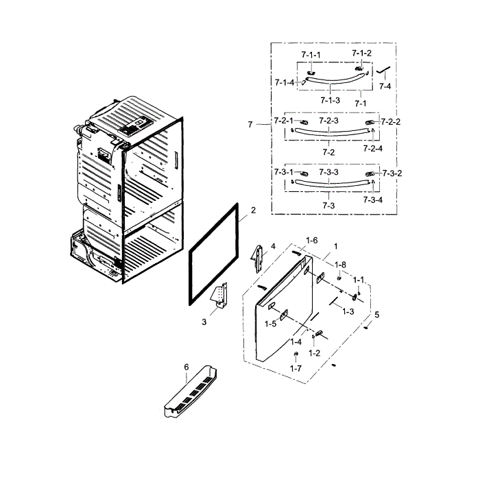 Freezer Door Diagram and Parts List for RF323TEDBWW AA-02 Samsung Refrigerator