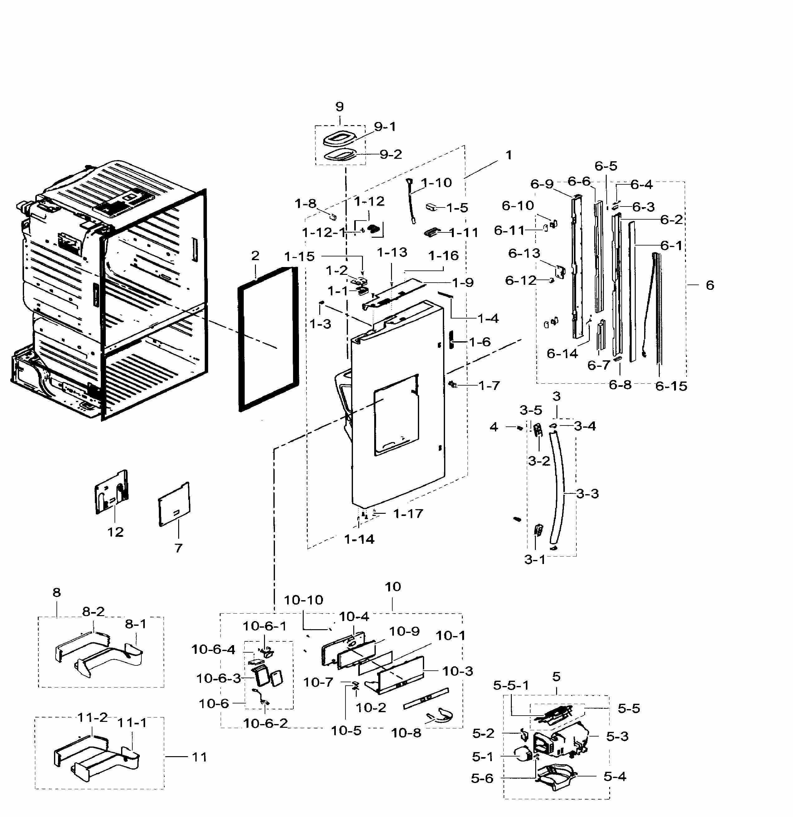 Left Door Diagram and Parts List for RF23HTEDBSR AA-0005 Samsung Refrigerator