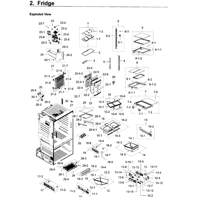 Fridge Diagram and Parts List for RF28HDEDPBC AA-07 Samsung Refrigerator