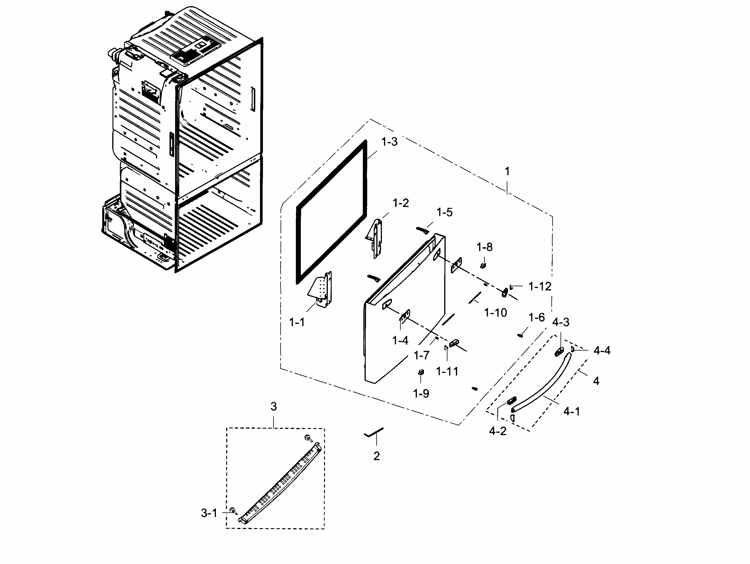 Freezer Door Diagram and Parts List for RF23HCEDBSR AA-0002 Samsung Refrigerator