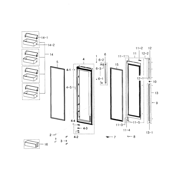 Fridge Door Diagram and Parts List for RH22H8010SR AA-0000 Samsung Refrigerator