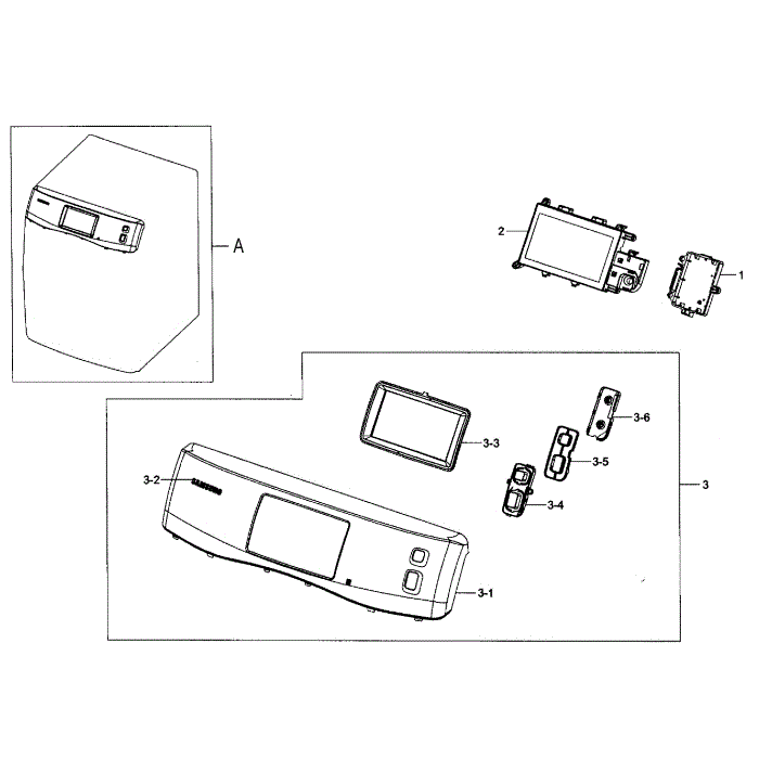 Control Panel Diagram and Parts List for DV457GVGSGR AA-02 Samsung Dryer