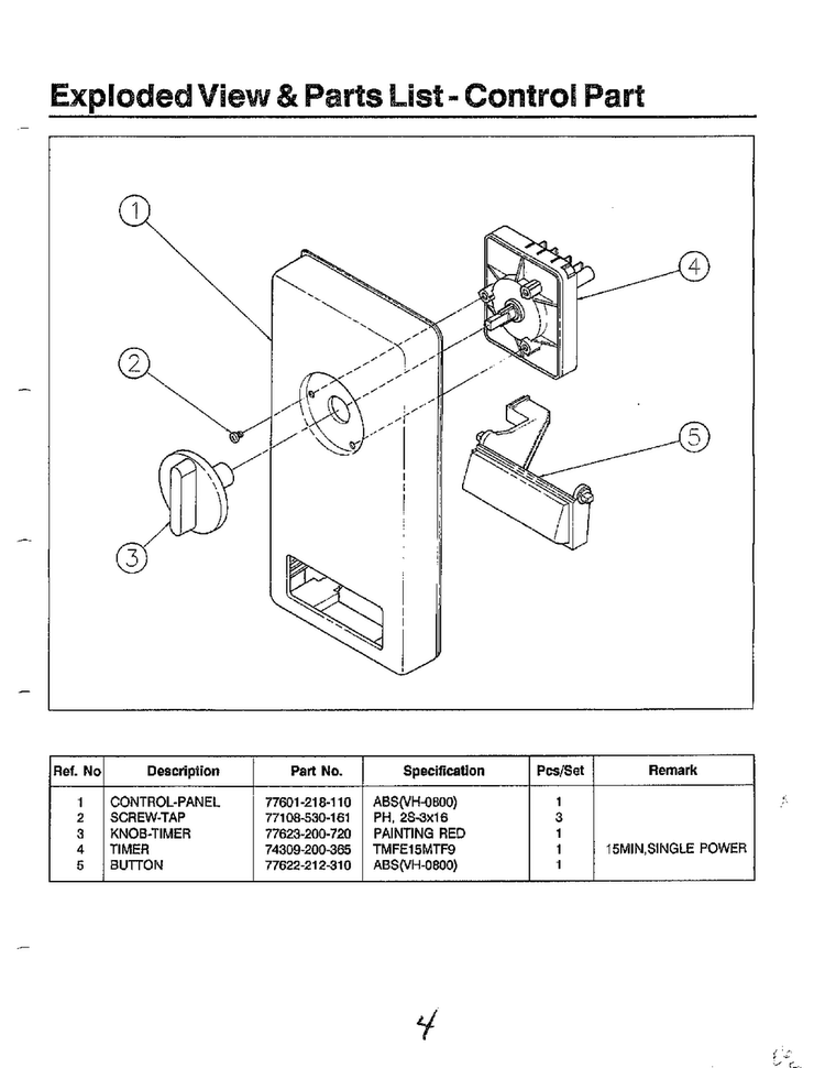 Exploded View And Parts List-control Parts Diagram and Parts List for MW2000U XAA Samsung Microwave