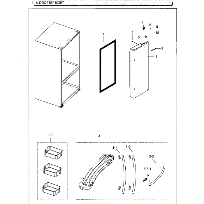 Right Door Diagram and Parts List for RF220NCTAWW AA-02 Samsung Refrigerator