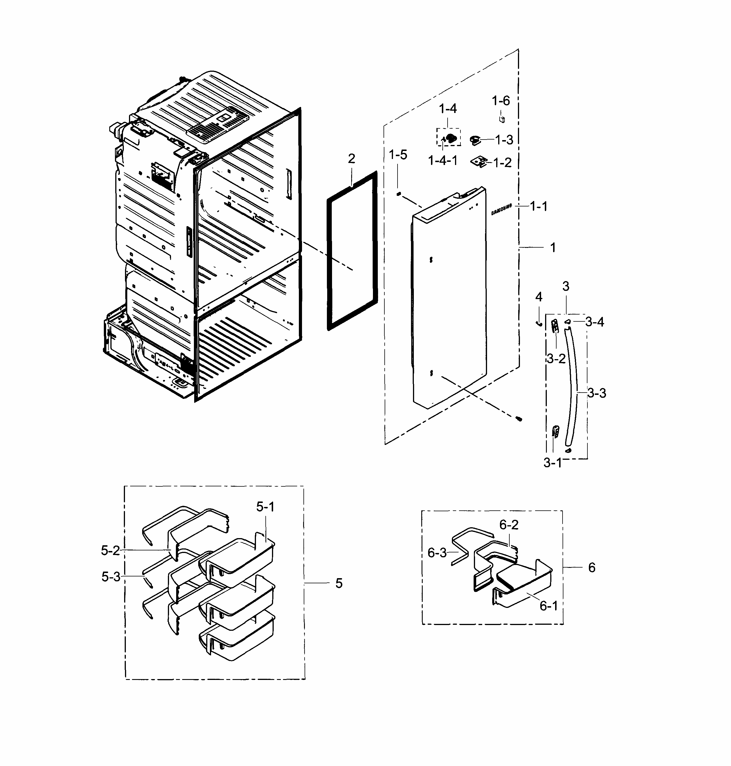Fridge Door R Diagram and Parts List for RF323TEDBBC AA-0003 Samsung Refrigerator