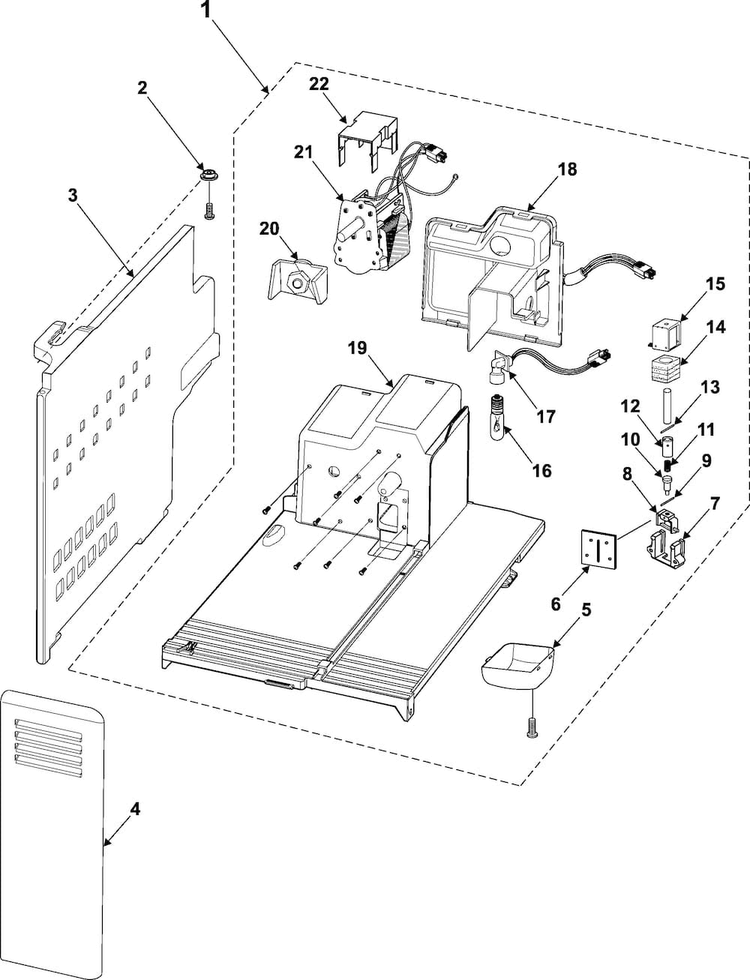 Enclosure Diagram and Parts List for RS257BARB XAA Samsung Refrigerator