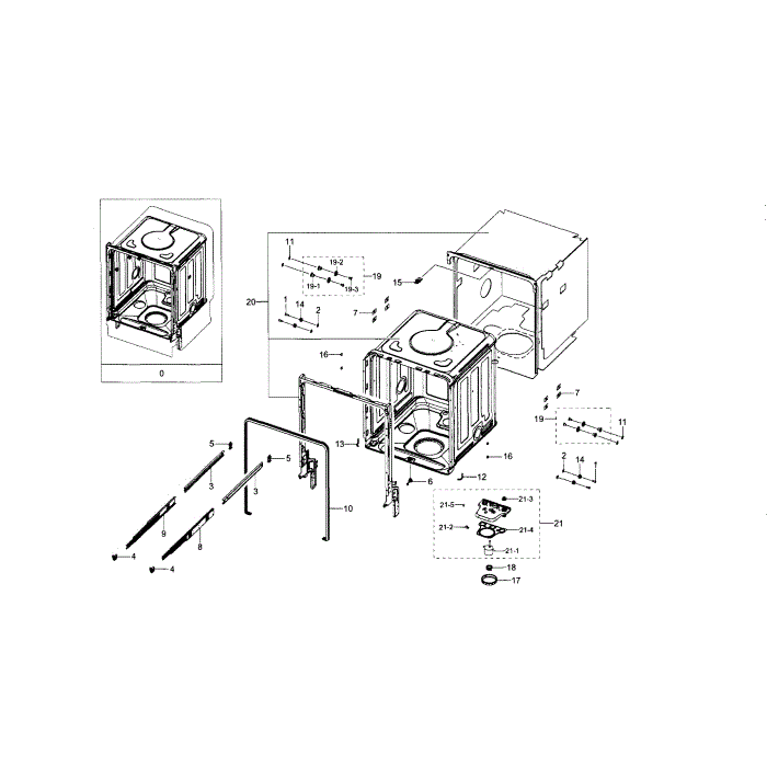 Tub Diagram and Parts List for DW80J9945US AA-00 Samsung Dishwasher