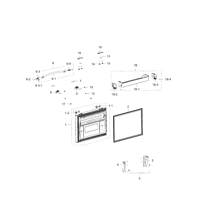 Freezer Door Diagram and Parts List for RFG238AARS XAA-02 Samsung Refrigerator