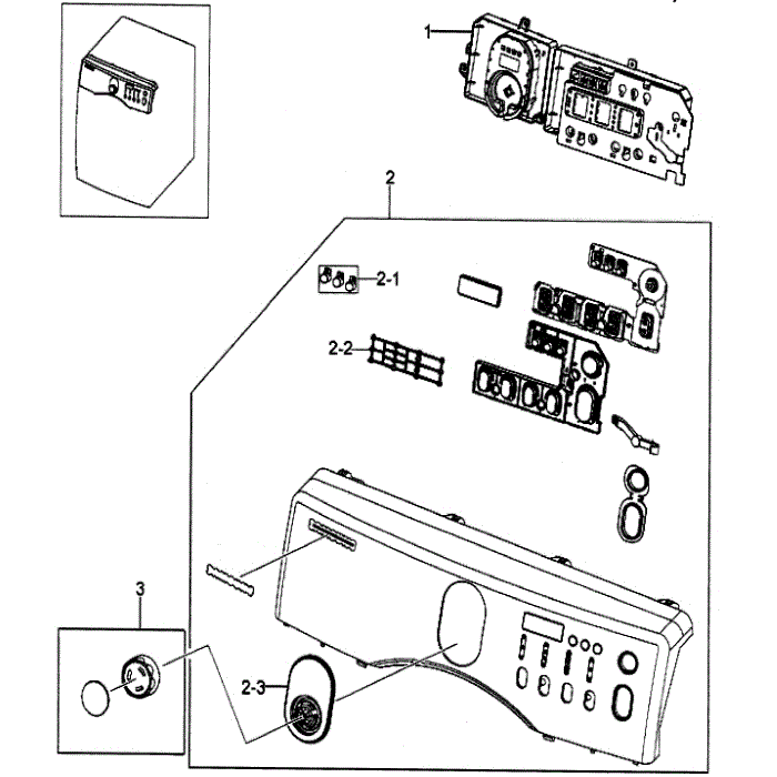 Control Panel Diagram and Parts List for DV203AGS XAA-00 Samsung Dryer