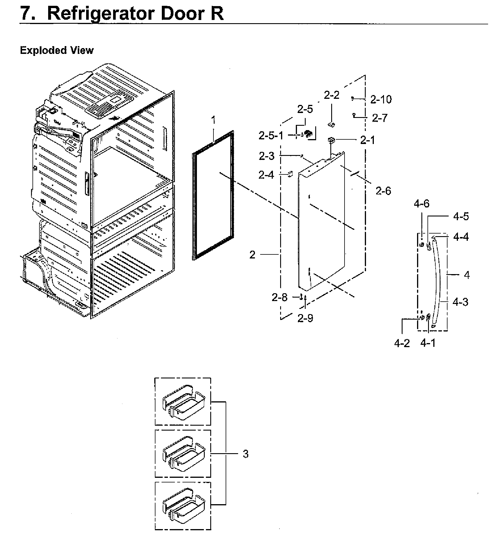 Door Right Diagram and Parts List for RF28HMEDBWW AA-0010 Samsung Refrigerator