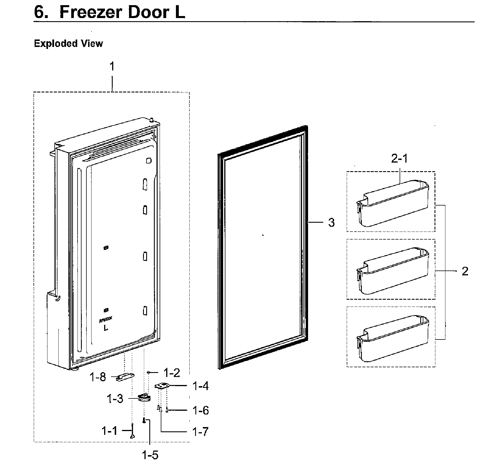 Freezer Door Lt Diagram and Parts List for RF28K9070SR AA-0001 Samsung Refrigerator