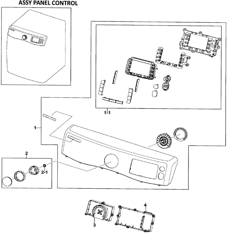 Control Panel Diagram and Parts List for DV511AGR XAA-0000 Samsung Dryer