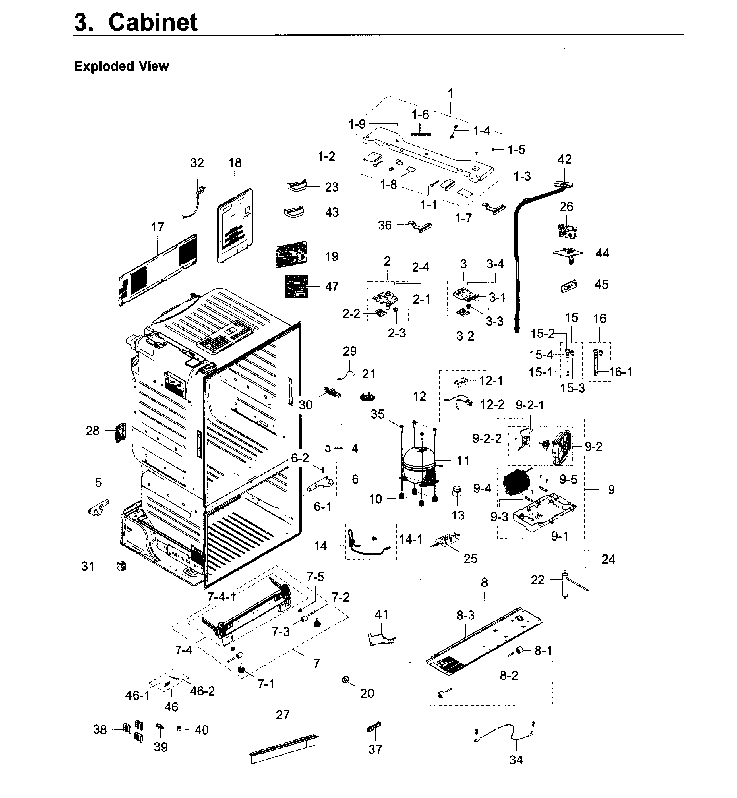 Cabinet Diagram and Parts List for RF23HCEDBSR AA-0011 Samsung Refrigerator