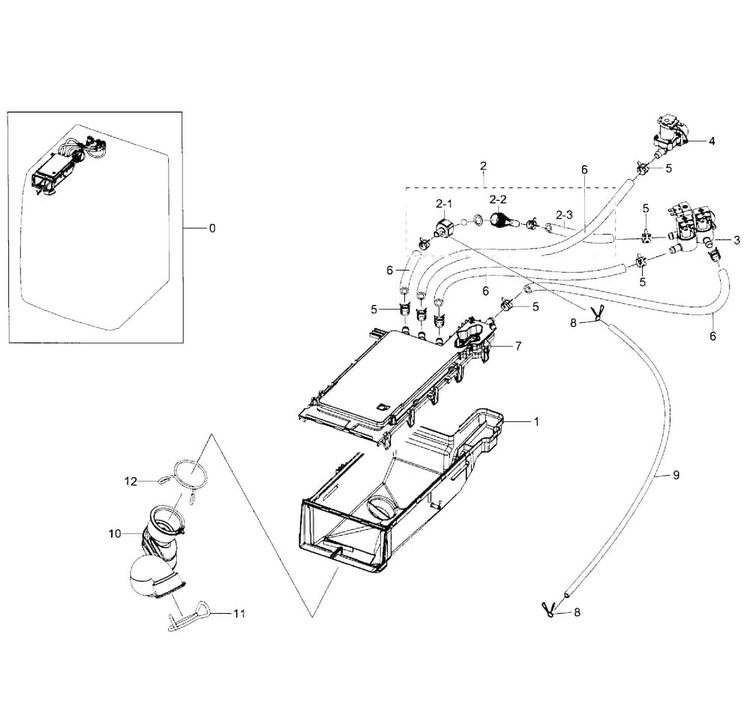 Housing Drawer Diagram and Parts List for WF350ANW XAA-0001 Samsung Washer
