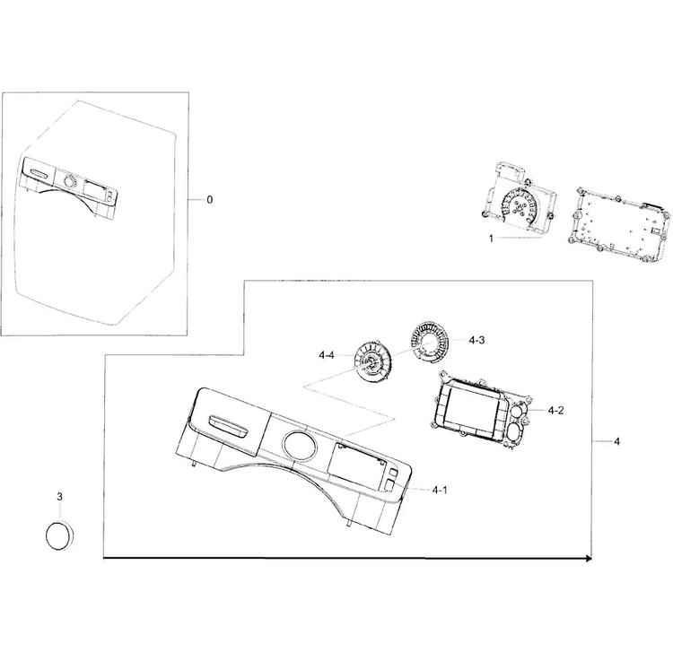 Control Panel Diagram and Parts List for WF45H6300AG A2-0000 Samsung Washer