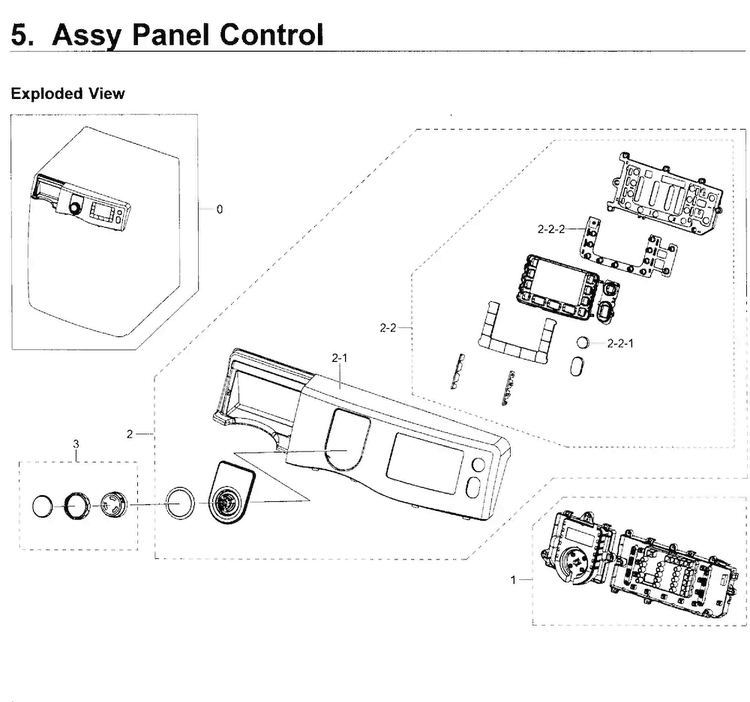 Control Panel Diagram and Parts List for WF419AAW XAA-0001 Samsung Washer