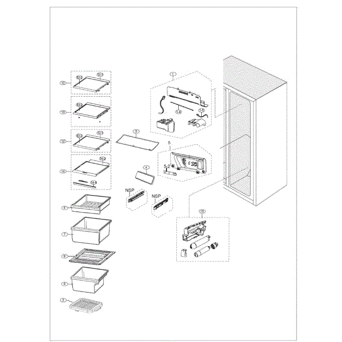 Refrigerator Diagram and Parts List for RS261MDRS XAA-01 Samsung Refrigerator