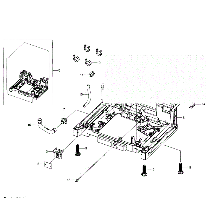 Base Section Diagram and Parts List for DW80J7550UG AA-01 Samsung Dishwasher