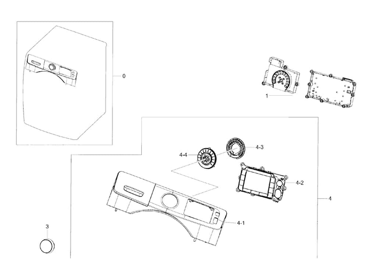 Control Panel Diagram and Parts List for WF42H5600AW A2-0000 Samsung Washer