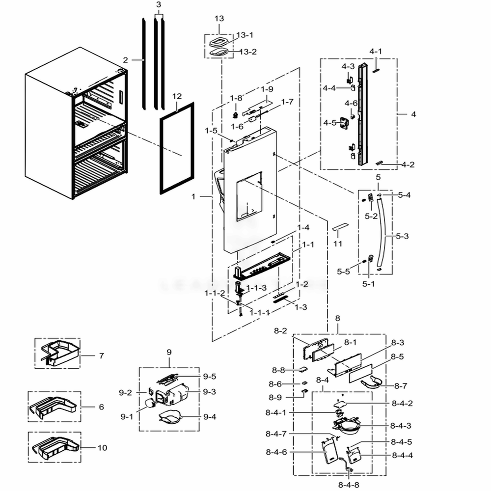 Refrigerator-Door-L Diagram and Parts List for RF24FSEDBSR (AA)(0004) Samsung Refrigerator