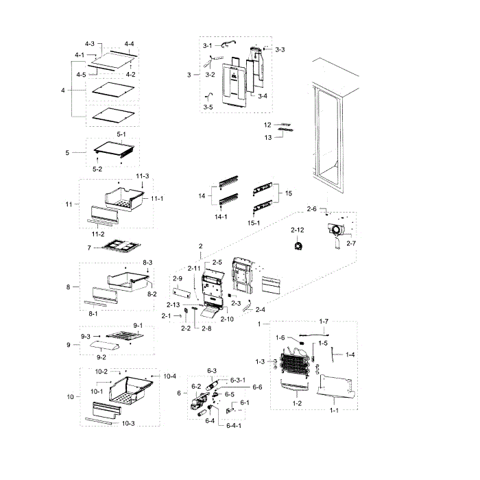 Fridge Diagram and Parts List for RH30H9500SR AA-00 Samsung Refrigerator