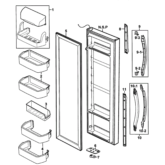 Right Door Diagram and Parts List for RS2630SW XAA-00 Samsung Refrigerator
