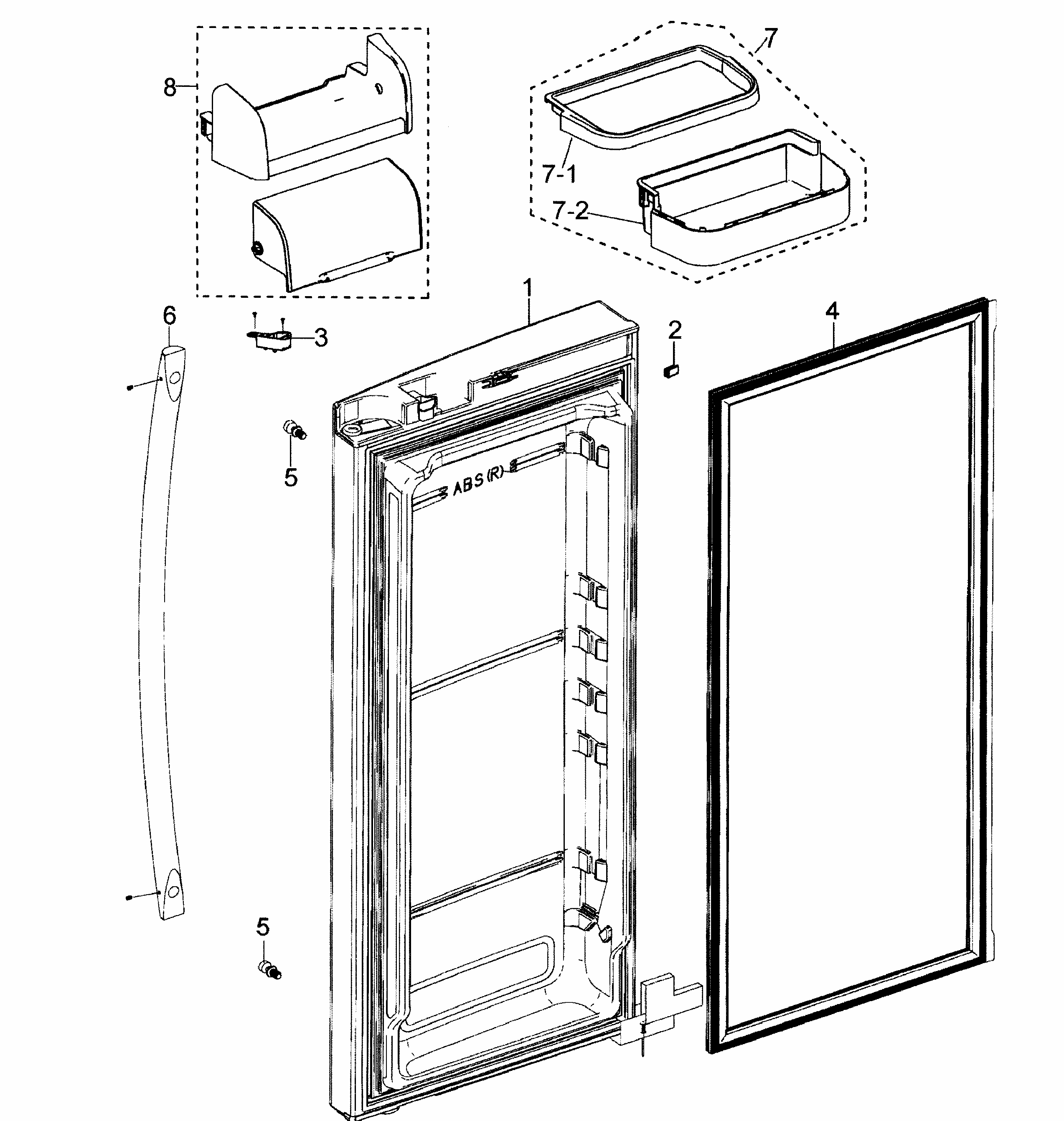 Right Door Diagram and Parts List for RF268ACWP XAA-0000 Samsung Refrigerator