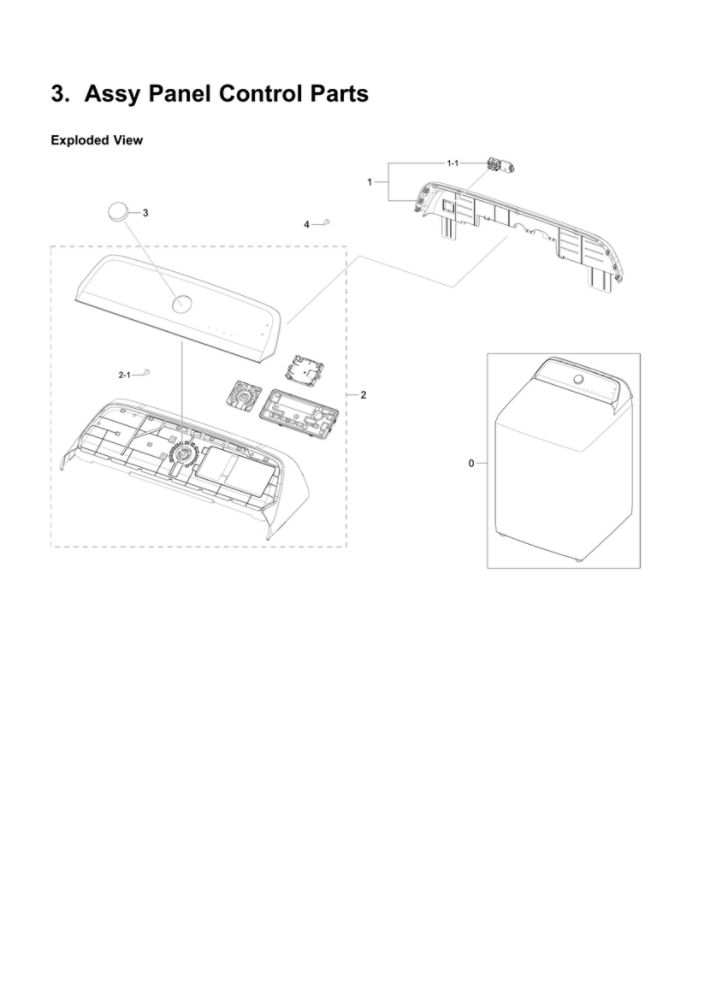 Control Panel Assembly Diagram and Parts List for WA50R5200AW US-51 Samsung Washer