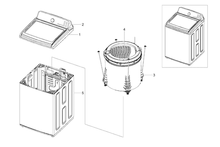 Main Assy Diagram and Parts List for WA422PRHDWR AA-0002 Samsung Washer