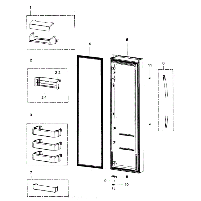 Right Door Diagram and Parts List for RSG307AABP XAA-01 Samsung Refrigerator