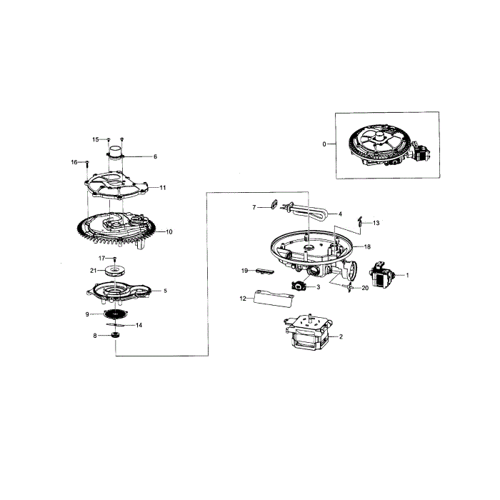 Pump Assembly Diagram and Parts List for DW80J3020UB AA-00 Samsung Dishwasher