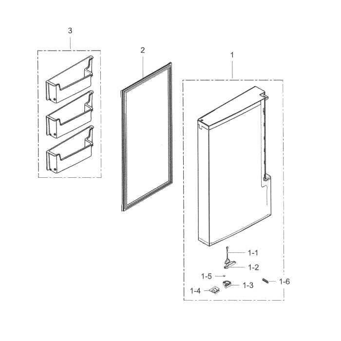 Freezer Door L Diagram and Parts List for RF34H9950S4 AA-01 Samsung Refrigerator