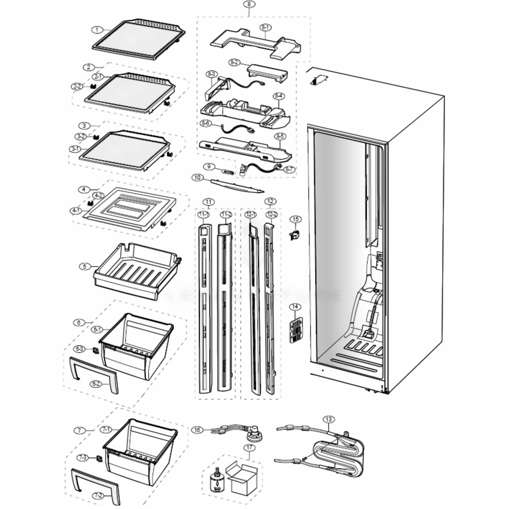 Refrigerator Diagram and Parts List for RS2630SH  Samsung Refrigerator