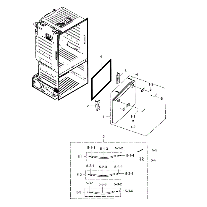 Freezer Door Diagram and Parts List for RF263BEAESR AA-01 Samsung Refrigerator