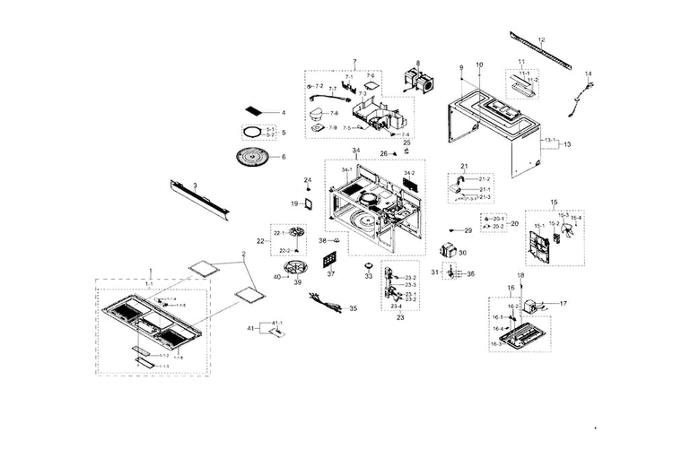 Main Assy Diagram and Parts List for ME17H703SHB AA-0000 Samsung Microwave