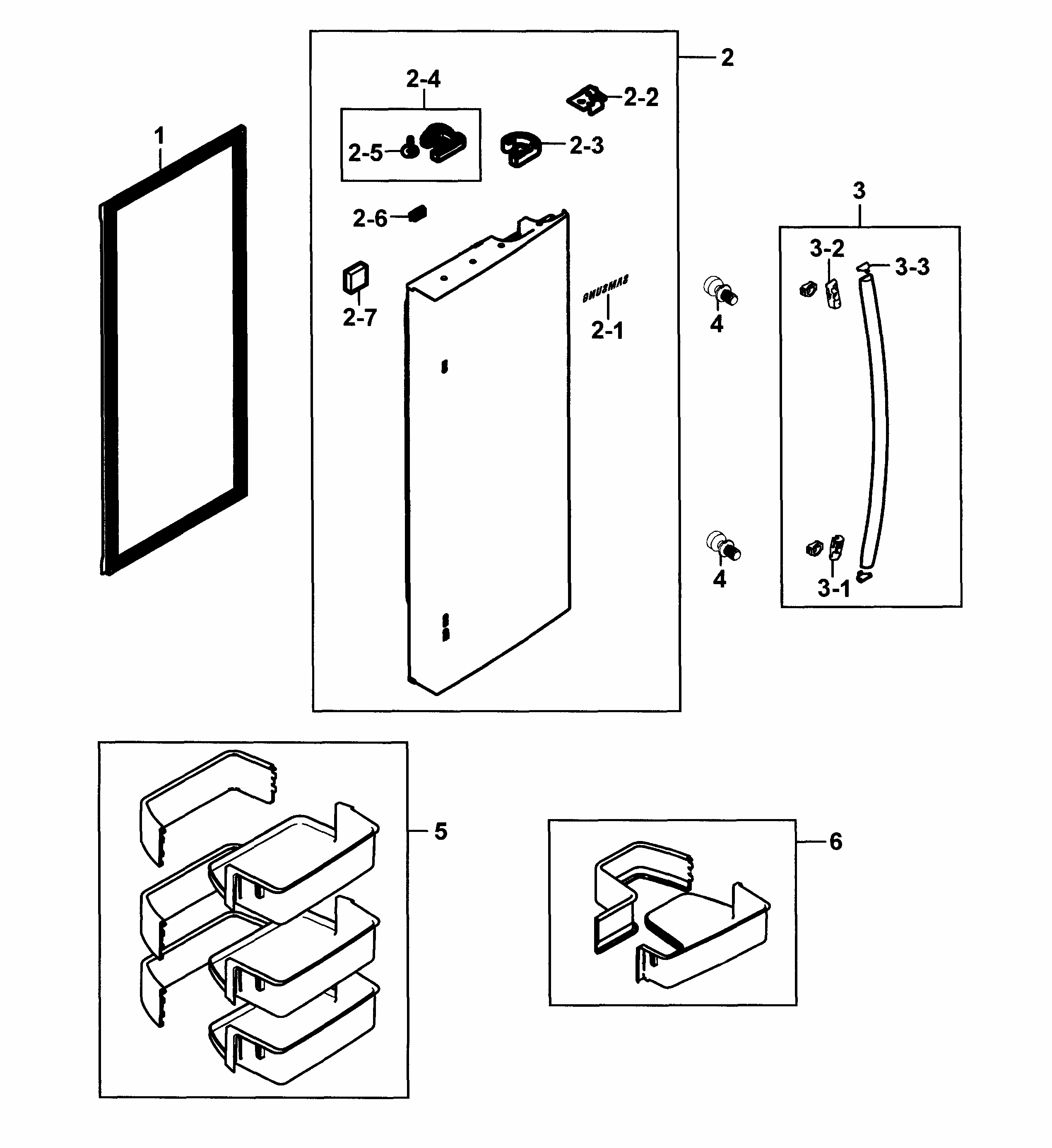 Refrigerator Door R Diagram and Parts List for RF23HCEDBWW AA-0000 Samsung Refrigerator