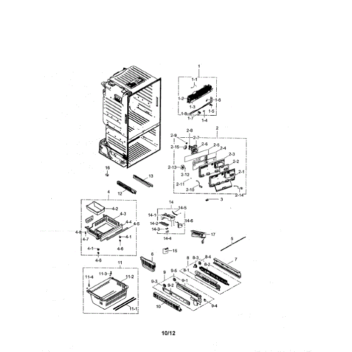 Freezer Diagram and Parts List for RF260BEAEWW AA-01 Samsung Refrigerator