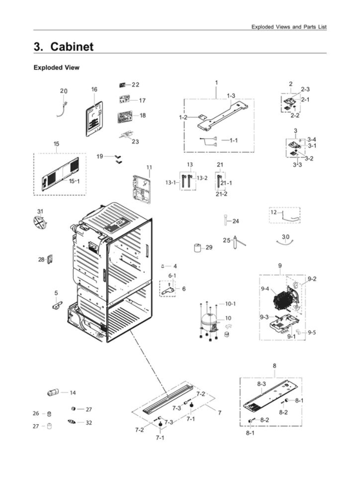 Cabinet Parts Diagram and Parts List for RF26J7510SR AA-00 Samsung Refrigerator